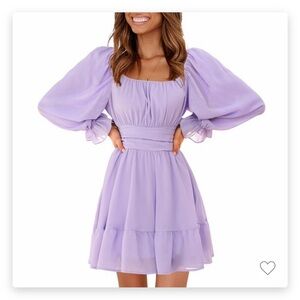 EXLURA Women's Casual Long Lantern Sleeve DRESS Aline Mini Dress NWT